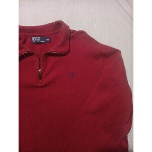 Polo Ralph Lauren Pullover Mens 2XL Maroon Estate Rib Quarter Zip Blue Pony